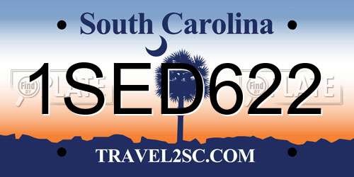 1SED622 South Carolina License Plate