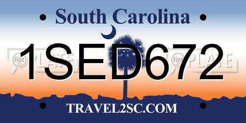 1SED672 South Carolina License Plate