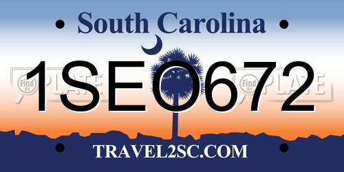 1SEO672 South Carolina License Plate