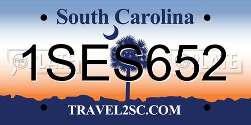 1SES652 South Carolina License Plate