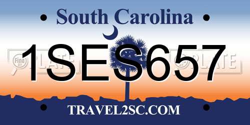 1SES657 South Carolina License Plate