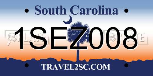 1SEZ008 South Carolina License Plate