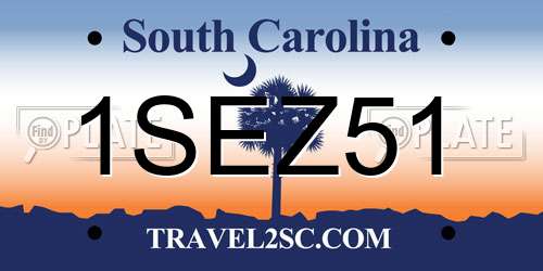 1SEZ51 South Carolina License Plate
