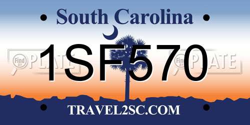 1SF570 South Carolina License Plate