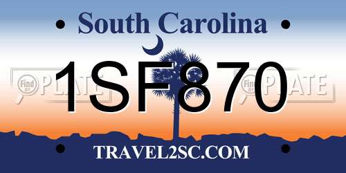 1SF870 South Carolina License Plate