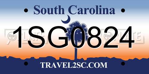 1SG0824 South Carolina License Plate