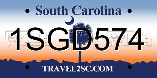1SGD574 South Carolina License Plate