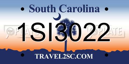 1SI3022 South Carolina License Plate