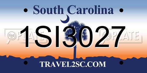 1SI3027 South Carolina License Plate