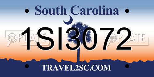 1SI3072 South Carolina License Plate