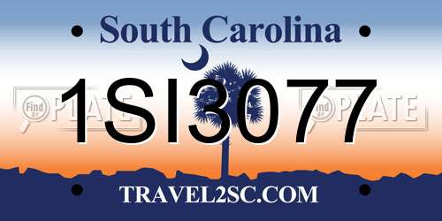1SI3077 South Carolina License Plate