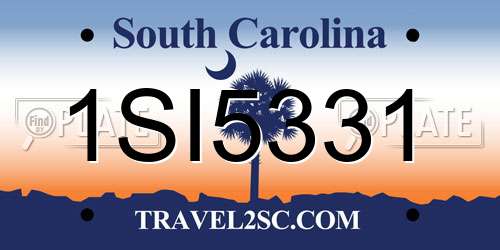 1SI5331 South Carolina License Plate