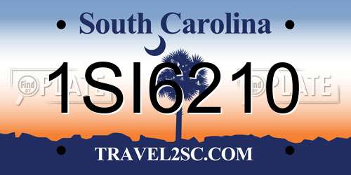 1SI6210 South Carolina License Plate