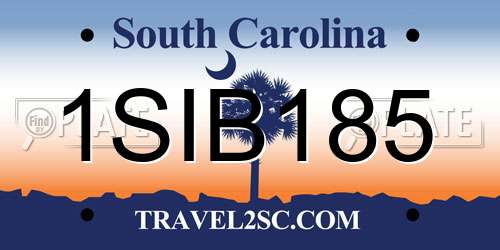 1SIB185 South Carolina License Plate