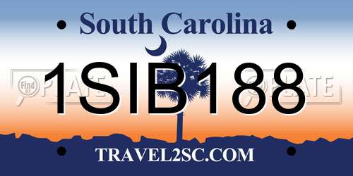 1SIB188 South Carolina License Plate