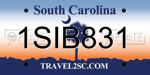 1SIB831 South Carolina License Plate