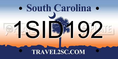 1SID192 South Carolina License Plate