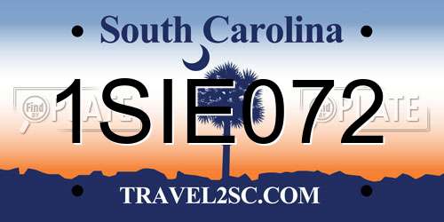 1SIE072 South Carolina License Plate