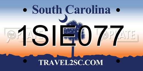 1SIE077 South Carolina License Plate