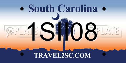 1SII08 South Carolina License Plate