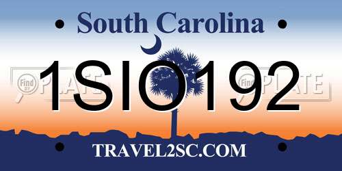 1SIO192 South Carolina License Plate