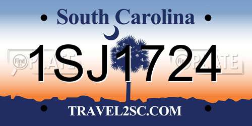1SJ1724 South Carolina License Plate
