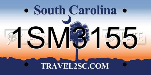 1SM3155 South Carolina License Plate