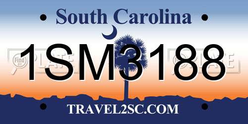 1SM3188 South Carolina License Plate