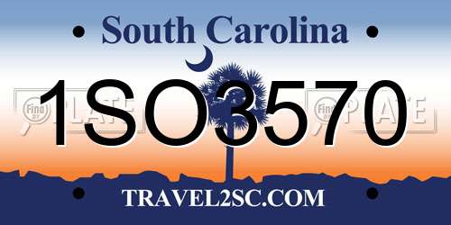 1SO3570 South Carolina License Plate