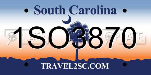 1SO3870 South Carolina License Plate