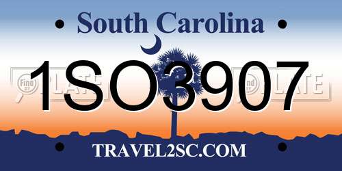 1SO3907 South Carolina License Plate