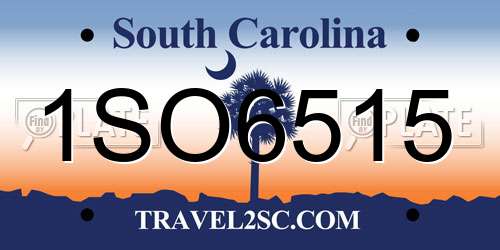 1SO6515 South Carolina License Plate