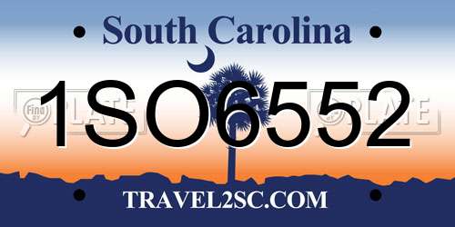 1SO6552 South Carolina License Plate