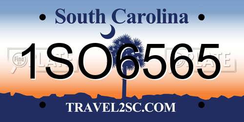 1SO6565 South Carolina License Plate