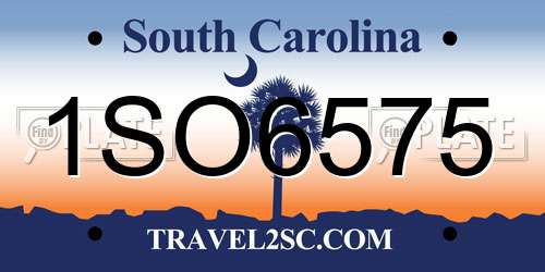 1SO6575 South Carolina License Plate