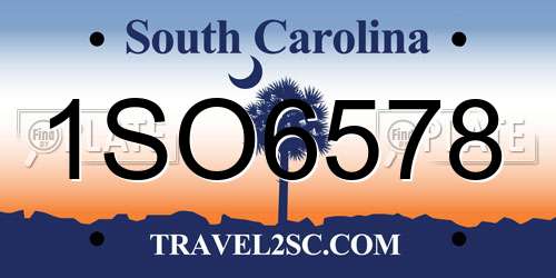 1SO6578 South Carolina License Plate