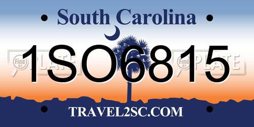 1SO6815 South Carolina License Plate