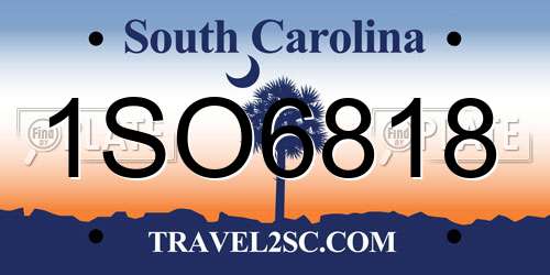 1SO6818 South Carolina License Plate
