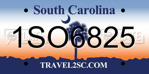 1SO6825 South Carolina License Plate