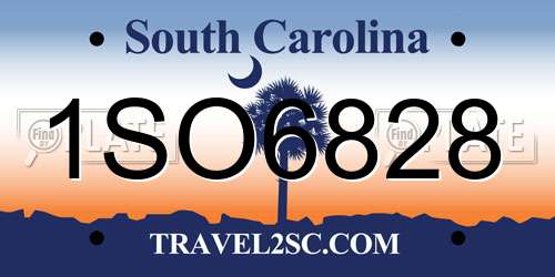 1SO6828 South Carolina License Plate