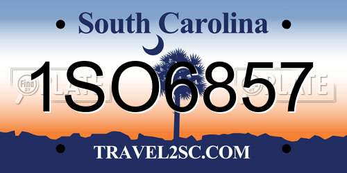 1SO6857 South Carolina License Plate