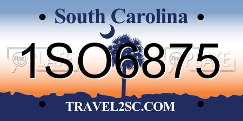 1SO6875 South Carolina License Plate