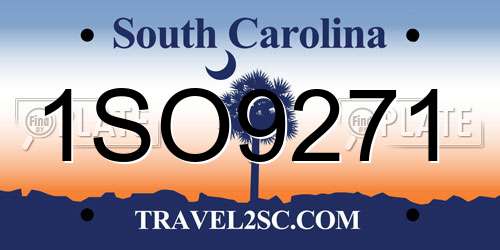 1SO9271 South Carolina License Plate