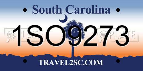 1SO9273 South Carolina License Plate