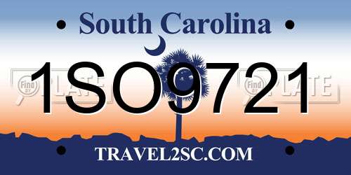 1SO9721 South Carolina License Plate