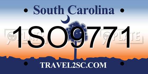 1SO9771 South Carolina License Plate