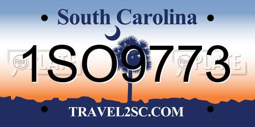 1SO9773 South Carolina License Plate
