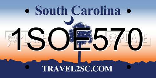 1SOE570 South Carolina License Plate