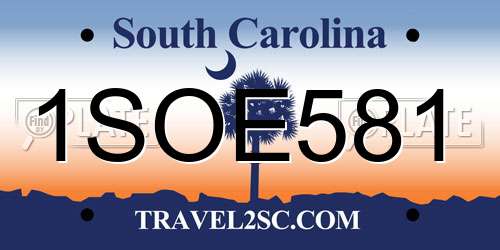 1SOE581 South Carolina License Plate