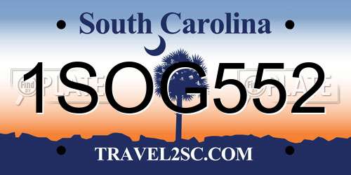 1SOG552 South Carolina License Plate